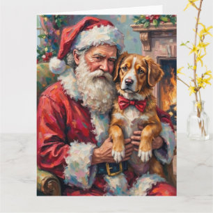 Cartão Papai Noel segurando uma arte do Grande Suíço