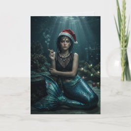 Cartão Papai Noel Sereia Cigarro Natal Sarcástico