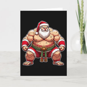 Cartão Papai Noel Sumô Lutador Japonês Japão Natal Legal
