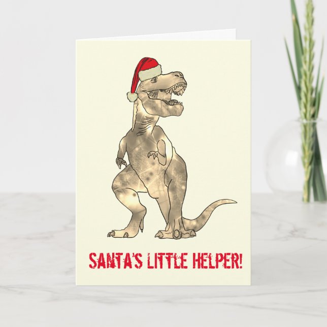 Cartão Papai Noel T-Rex citação (Frente)