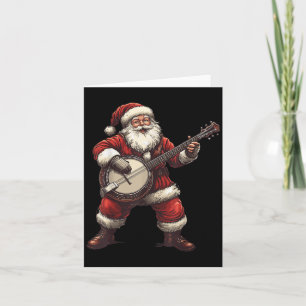 Cartão Papai Noel Tocando Banjo Divertido Tocador de Banj