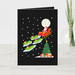 Cartão Papai Noel Trenó Jacaré Natal Lua Neve Árvore