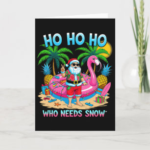 Cartão Papai Noel Tropical Divertido Presente de Férias d