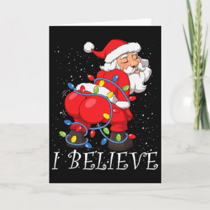 Cartão Papai Noel Twerking Eu Acredito Luzes da Árvore de