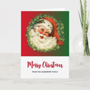 Cartão Papai Noel Vintage com Natal de Grinalda de Pinhei