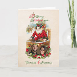 Cartão Papai Noel Vintage Foto Natal