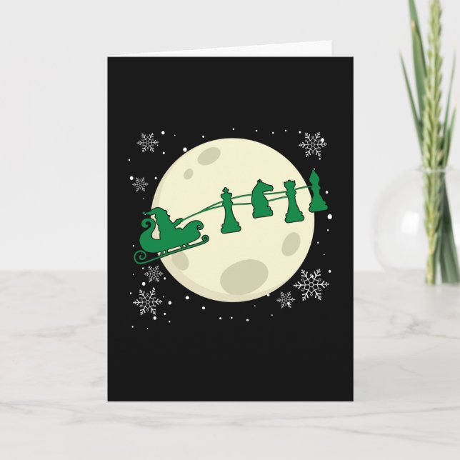 Cartão Papai Noel Xadrez de Natal - Peça de Xadrez Rena (Frente)