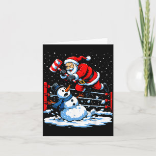 Cartão Papai Noel Xmas Neve Luzes Luta Livre Engraçado Lu