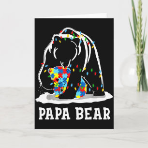 Cartão Papai Urso Engraçado Conscientização do Autismo Co