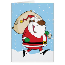 Papais noeis Afro-Americanos Correndo com Presente