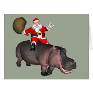 Cartão Papais noeis Andando No Hippo