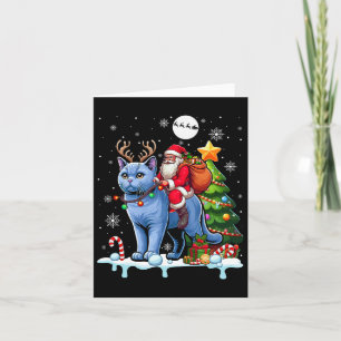 Cartão Papais noeis Anexando Reindeer Chartreux Cat Xmas