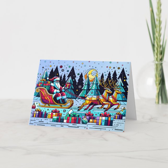 Cartão Papais noeis com presentes de Natal (Frente)