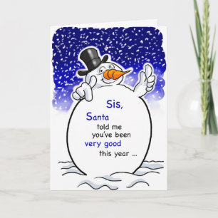 Cartão Papais noeis da Irmã Snowman, Humor de Natal