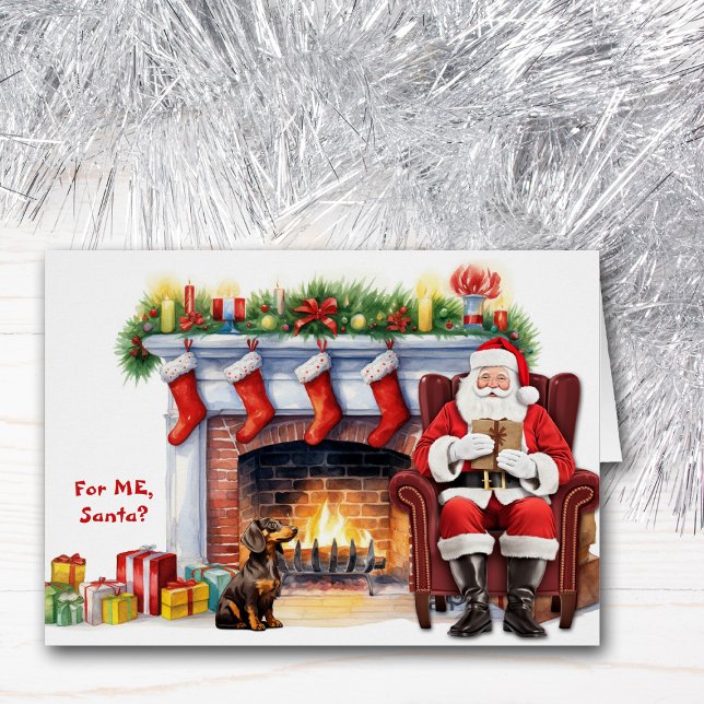 Cartão Papais noeis Dachshund Dog Natal (Criador carregado)