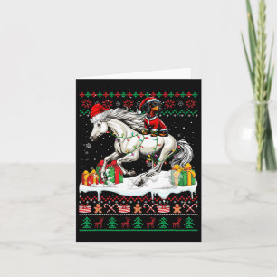 Cartão Papais noeis Dachshund Riding Horse Christmas Swea