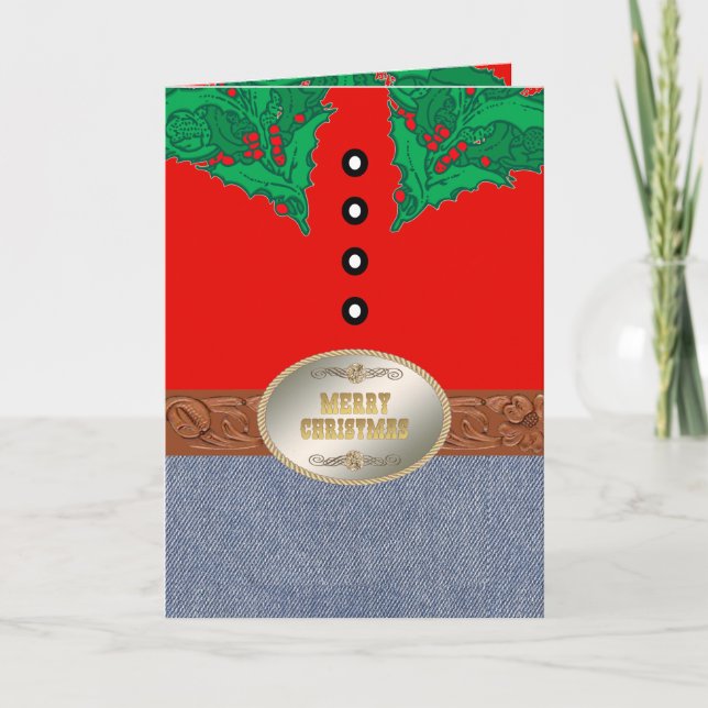 Cartão Papais noeis de cowboy ocidentais Jeans de camisas (Frente)