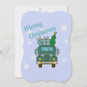 Cartão Papais noeis de frente de caminhão Feliz Natal
