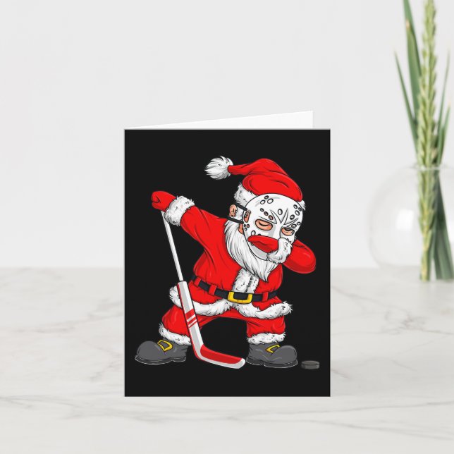 Cartão Papais noeis De Natal Dabbing Hockey Player Boys D (Frente)