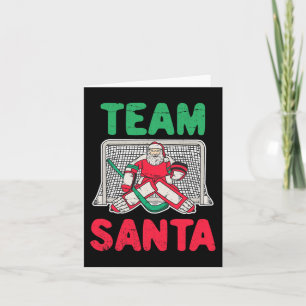Cartão Papais noeis de Natal divertidos, Goalie 2 de Hóqu