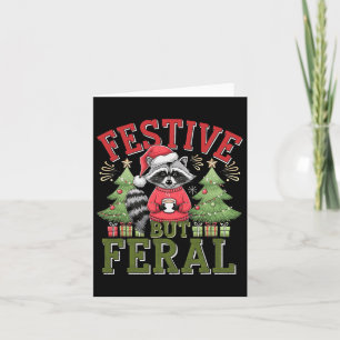 Cartão Papais noeis de Natal Festivos Mas Feral Raccoon D