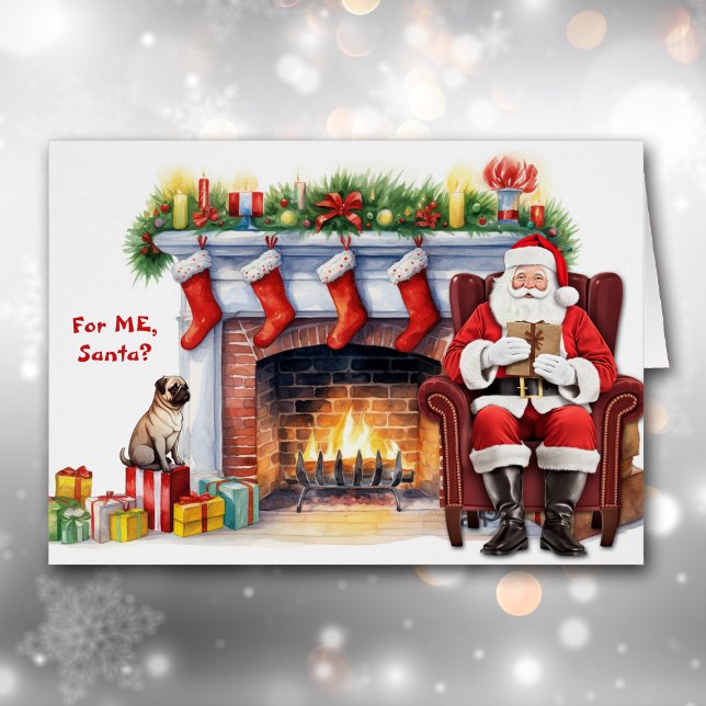 Cartão Papais noeis de Natal Gift Pug (Criador carregado)