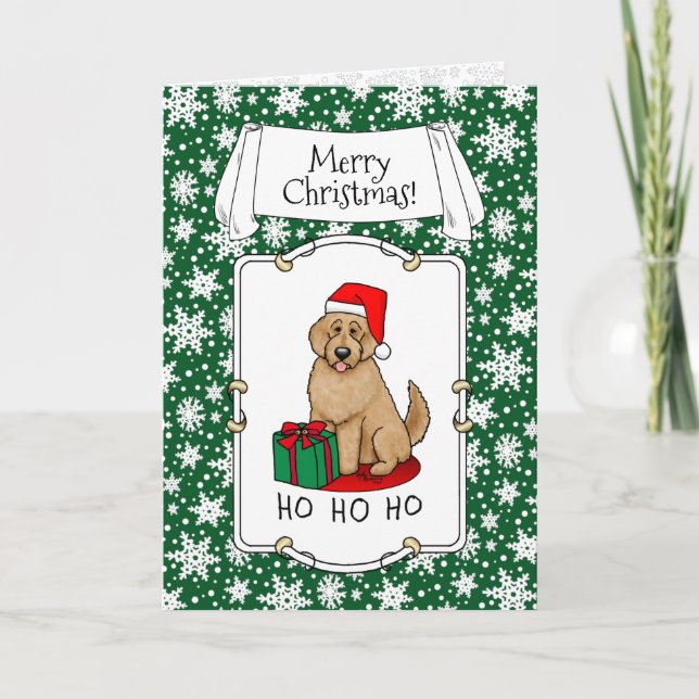 Cartão Papais noeis de Natal Goldendoodle (ouro vermelho) (Frente)