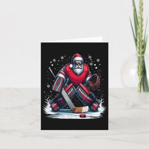 Cartão Papais noeis de Natal Hockey Goalie Ugly Christmas