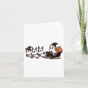 Cartão Papais noeis de Natal Reindeer Ghost Happy G
