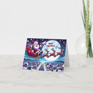 Cartão Papais noeis de Natal Sleigh