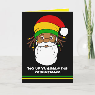 Cartão Papais noeis de rasta jamaicano Feliz Natal