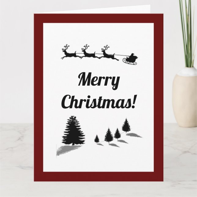 Cartão Papais noeis de Saudações de Natal Sleigh (Frente)