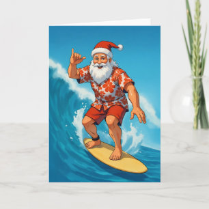 Cartão Papais noeis de surf Natal tropical