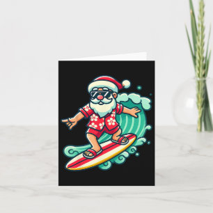 Cartão Papais noeis De Surfe Férias De Natal Tropicais Xm