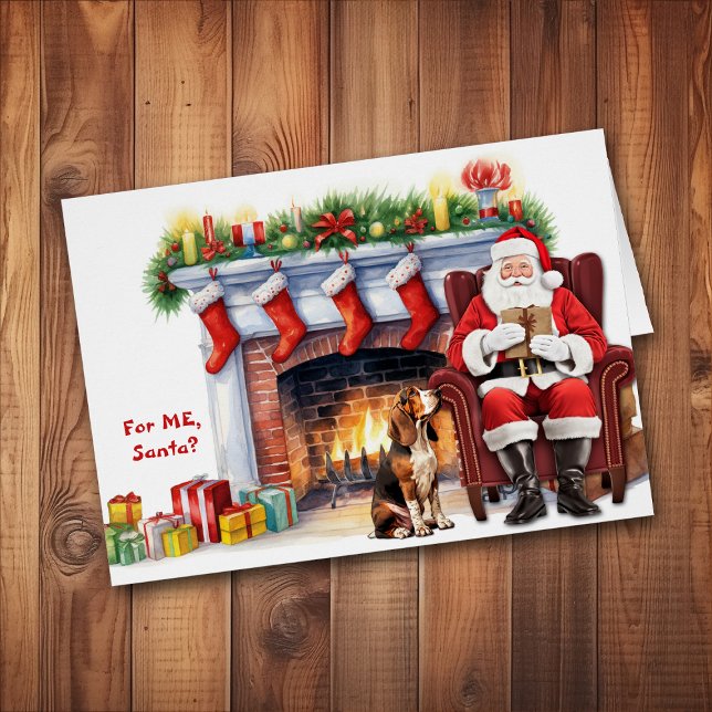 Cartão Papais noeis Gift Basset Hound Dog Natal (Criador carregado)