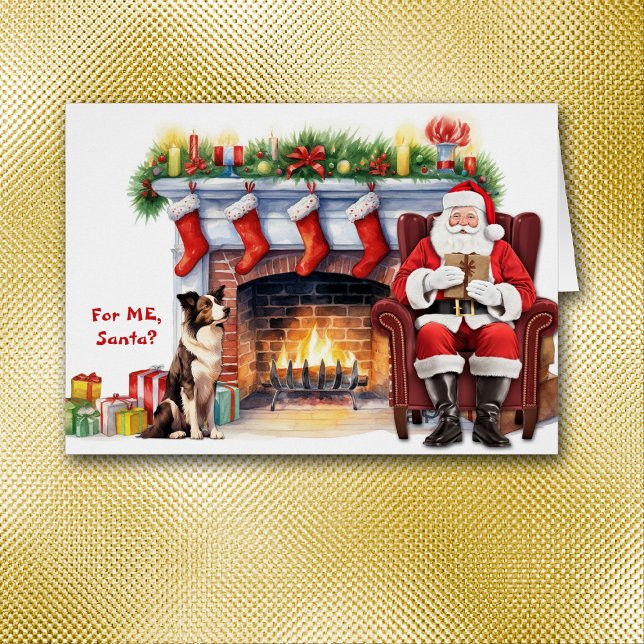 Cartão Papais noeis Gift Border Collie Dog Natal (Criador carregado)