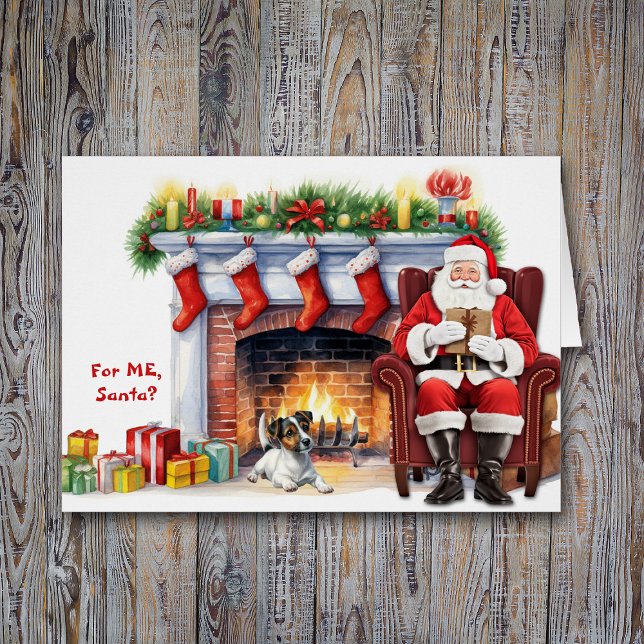 Cartão Papais noeis Gift Jack Russell Terrier Holiday (Criador carregado)