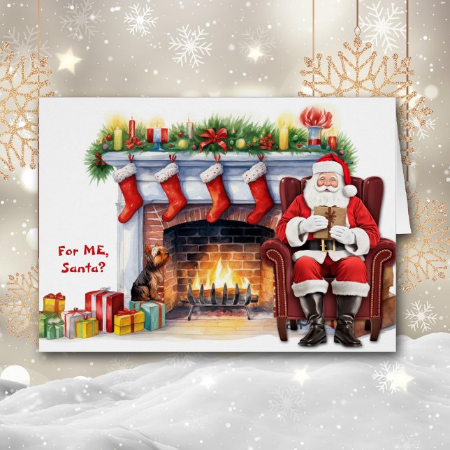 Cartão Papais noeis Gift Yorkshire Terrier Dog Natal (Criador carregado)