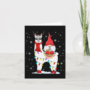 Cartão Papais noeis Gnomos Andando Llama Reindeer Luz de