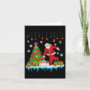 Cartão Papais noeis Jogando Boliche Árvore de Natal Jogad