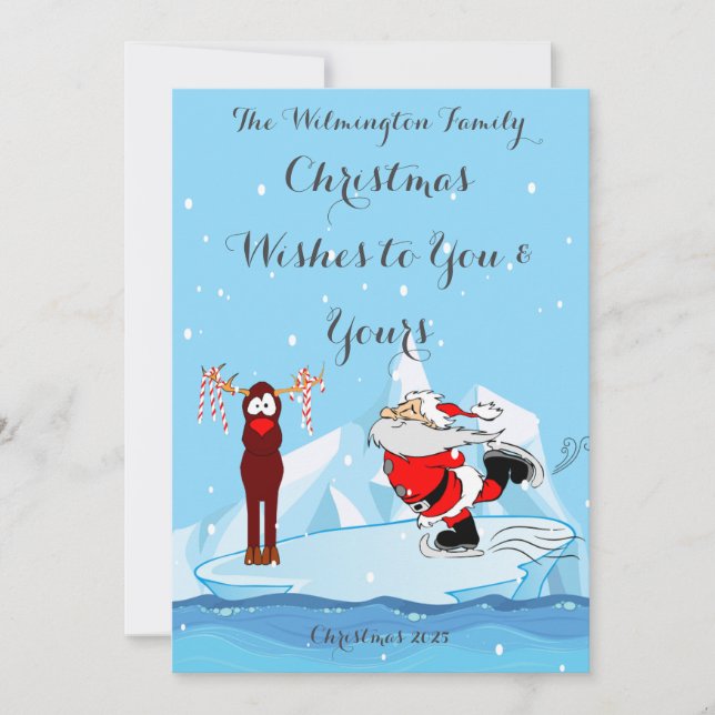 Cartão Papais noeis não podem Skate com placa de saudação (Frente)