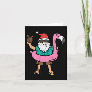 Cartão Papais noeis No Flamingo Floatie No Natal De Julho