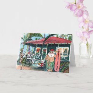 Cartão Papais noeis no Natal do Havaí