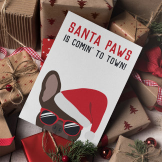 Cartão Papais noeis Patas Natal Marrom Buldogue Francês