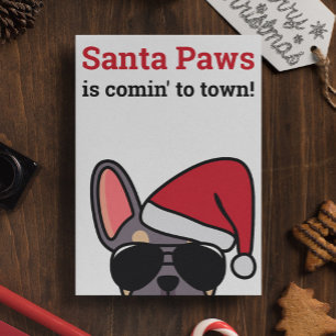 Cartão Papais noeis Paws Natal Lilac Tan Buldogue Francês