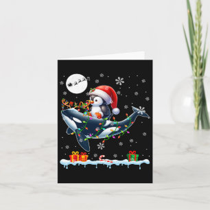 Cartão Papais noeis Penguin Riding Orca Reindeer Mar De N