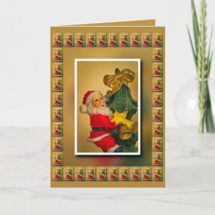 Cartão Papais noeis personalizados na árvore de Natal, br