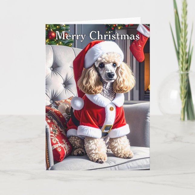 Cartão Papais noeis Poodle Natal (Frente)