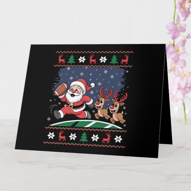 Cartão Papais noeis Reindeer Jogam Futebol Americano Feio (Orquídea)