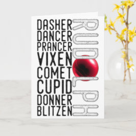Cartão Papais noeis Reindeer Names, Rudolph, Crianças Nat